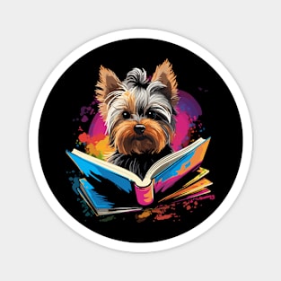 Yorkshire Terrier Reads Book Magnet